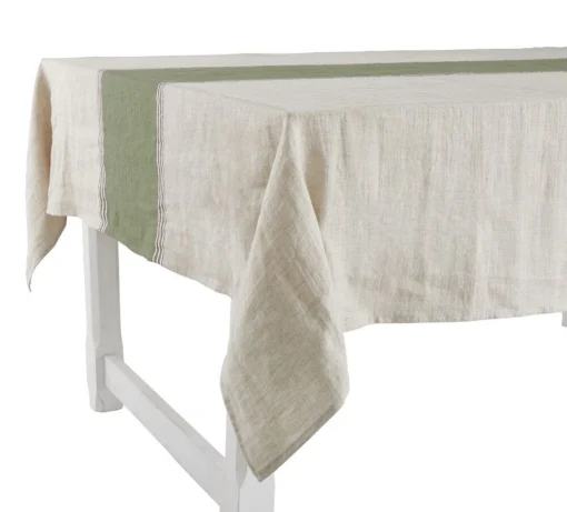 Charvet RIALTO Tafellaken 275 X 180 Cm Linnen Beige/donkergroene Streep -Keukenbenodigdheden Korting Winkel nappe rialto verte