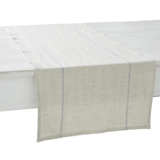 Charvet RYTHMO Tafelloper 150 X 45 Cm Linnen Beige/blauw -Keukenbenodigdheden Korting Winkel rythmo lin bleu v2 e1587996753591